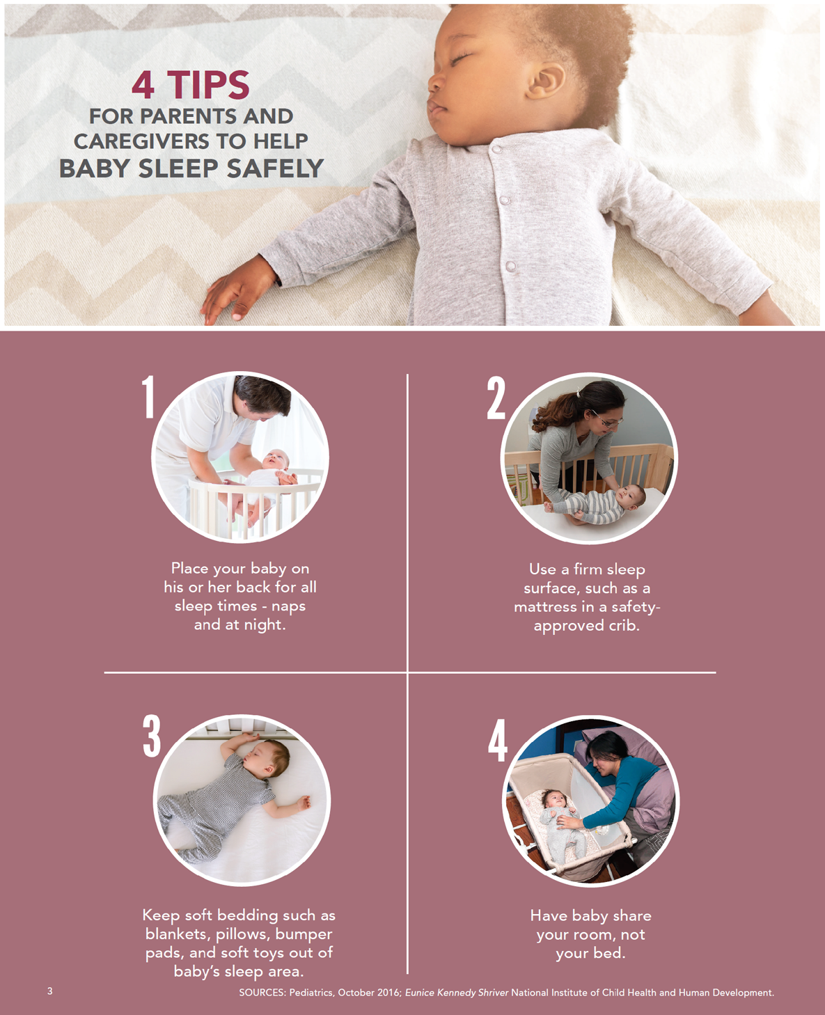 4 tips for parents and caregivers to help baby sleep safety