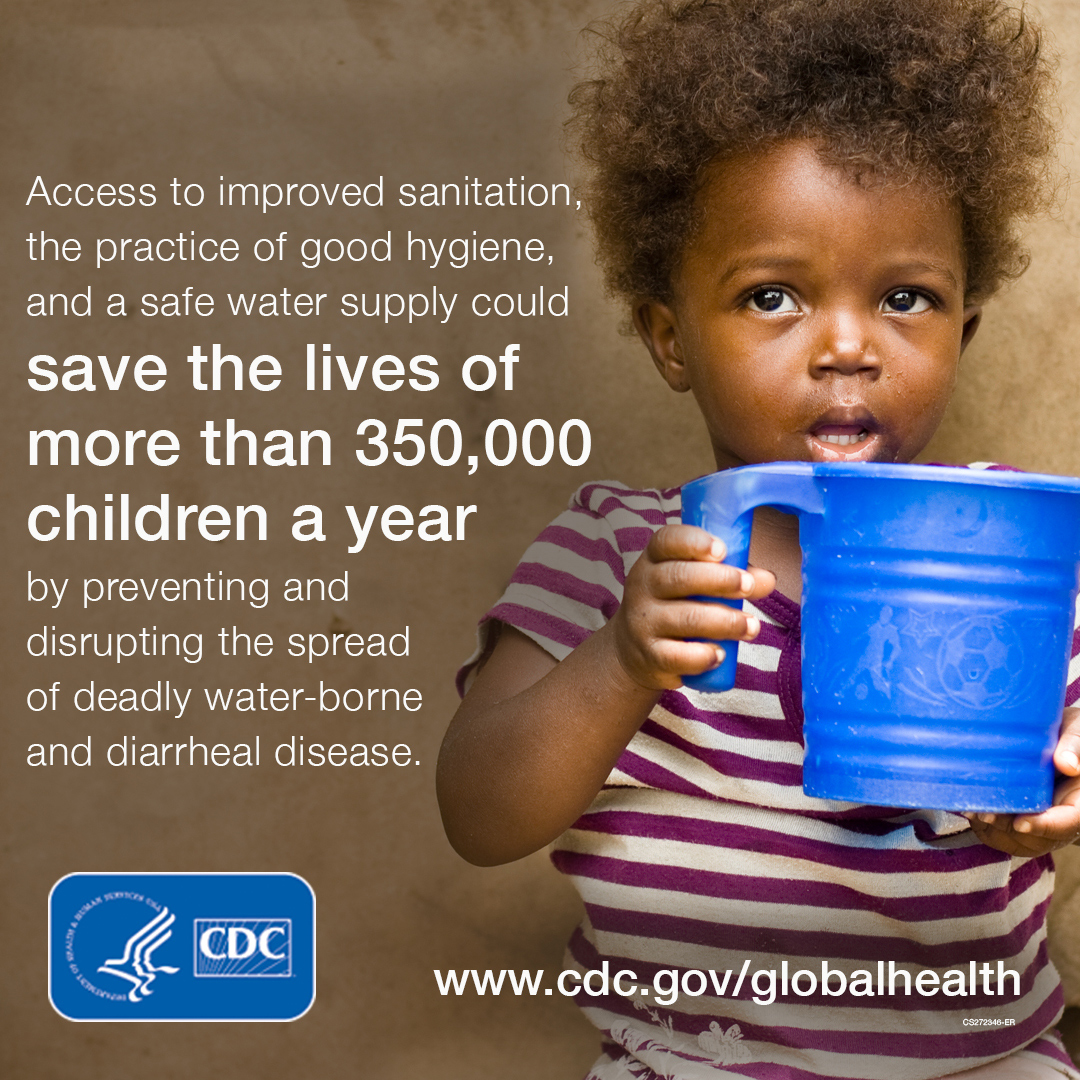 Access to improved sanidation, the practice of good hygiene, and a safe water supply could save the lives of more than 350,000 childen a year