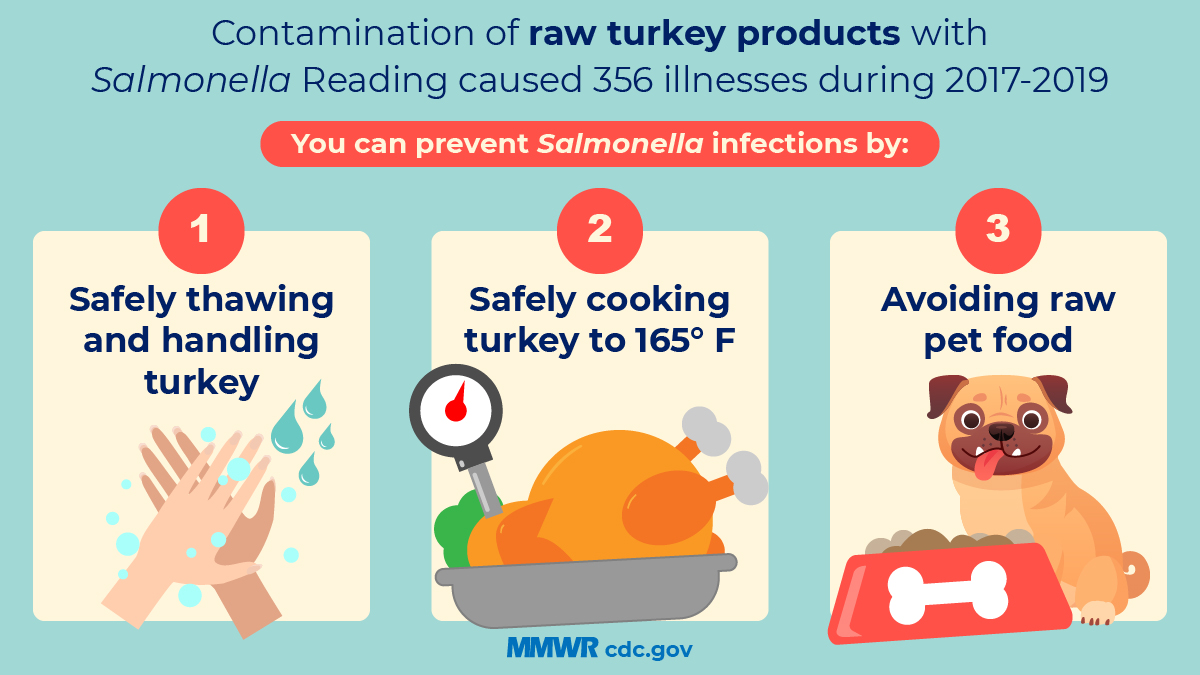 Contamination of raw turkey products Salmonella Reading caused 356 illnesses during 2018-2019